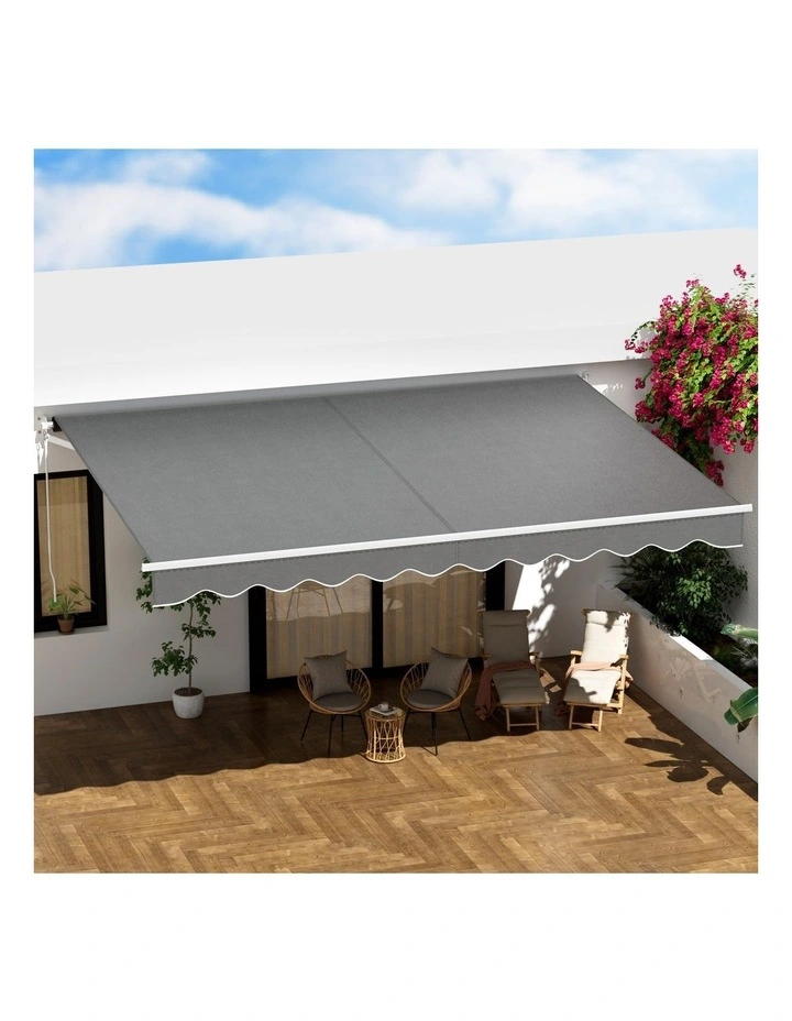 Instahut Retractable Folding Arm Awning Manual Sunshade 4.5Mx3M Grey image 3