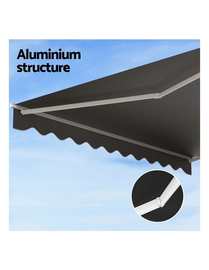 Instahut Retractable Folding Arm Awning Manual Sunshade 4.5Mx3M Grey image 5