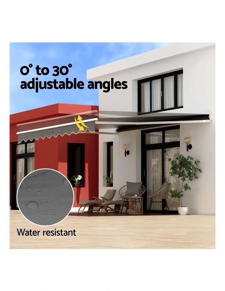 Instahut Retractable Folding Arm Awning Manual Sunshade 4.5Mx3M Grey image 6