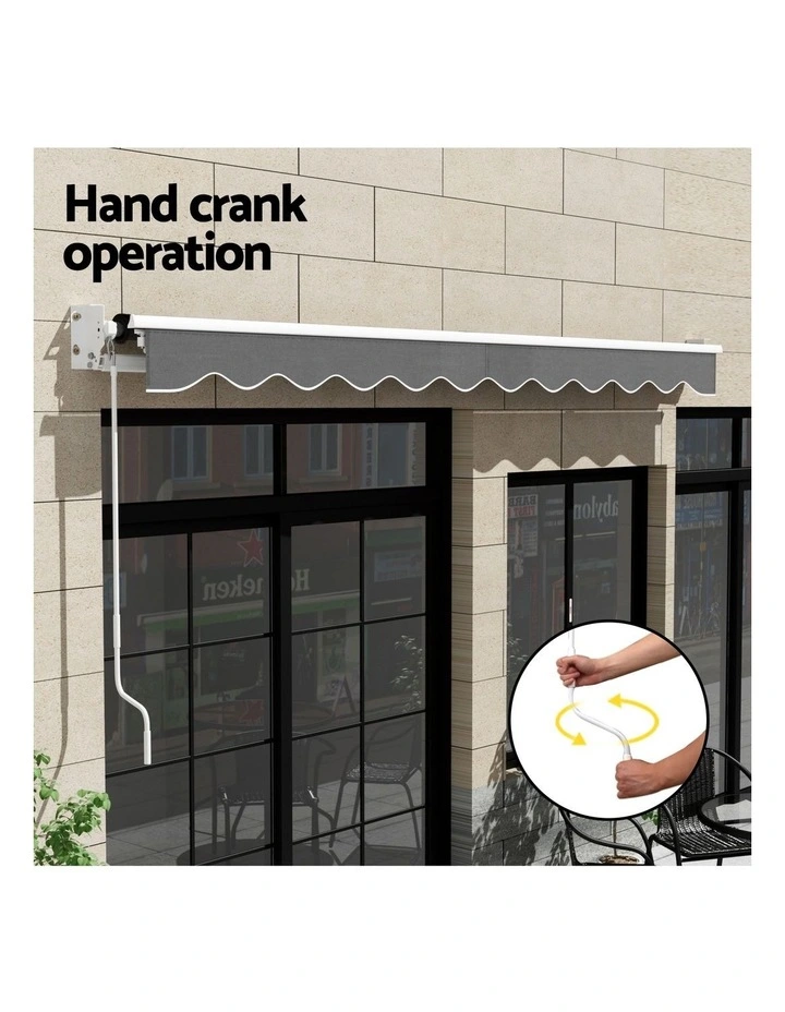 Instahut Retractable Folding Arm Awning Manual Sunshade 4.5Mx3M Grey image 7