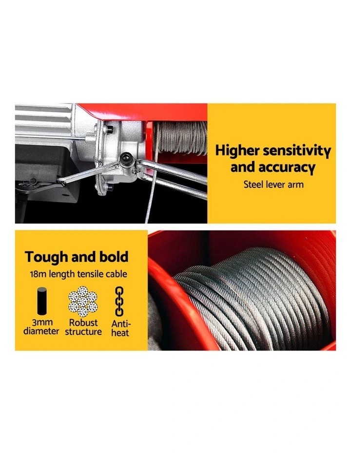 Giantz Electric Hoist Winch 125/250KG Cable 18M Rope Tool Remote Chain Lifting image 4