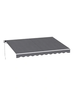 Instahut Retractable Folding Arm Awning Manual Sunshade 4Mx3M Grey