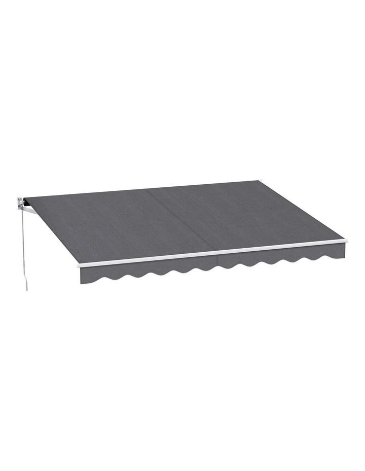 Instahut Retractable Folding Arm Awning Manual Sunshade 4Mx3M Grey image 1