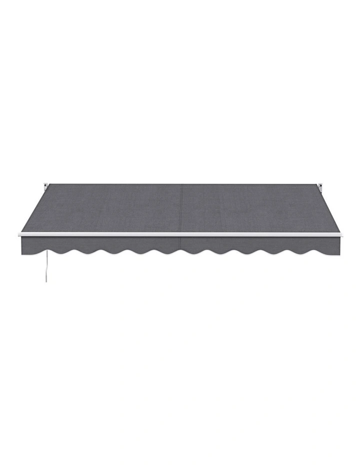 Instahut Retractable Folding Arm Awning Manual Sunshade 4Mx3M Grey image 2