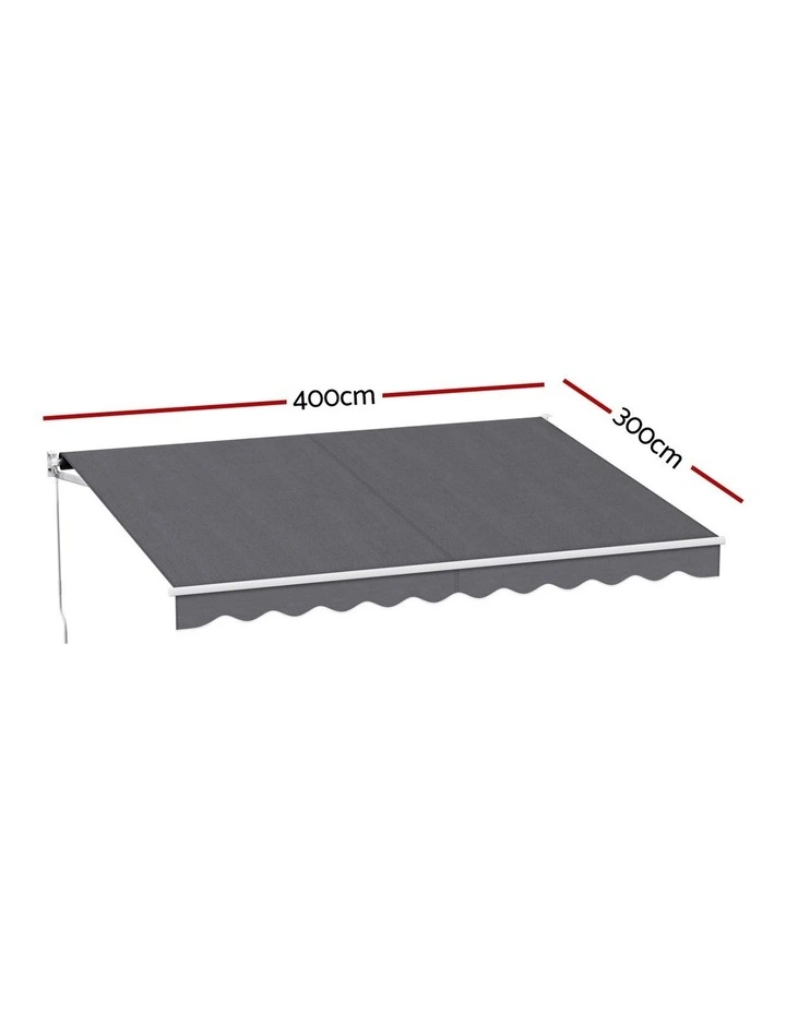 Instahut Retractable Folding Arm Awning Manual Sunshade 4Mx3M Grey image 4