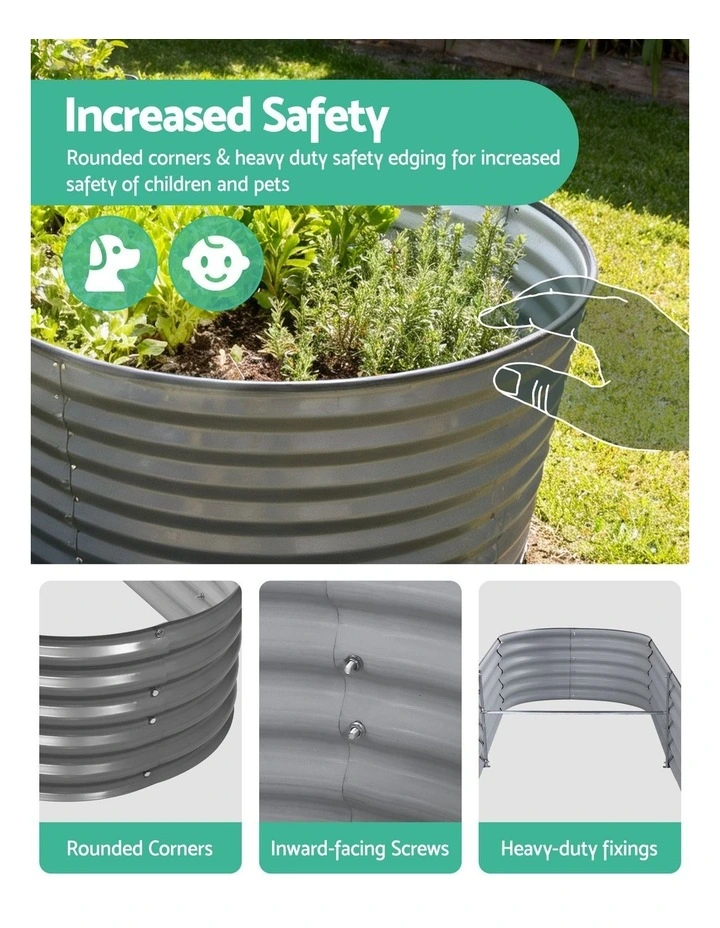 x2 Green Fingers Raised Garden Bed Kit Planter Oval Galvanised Steel 240cmX80cmX56cm image 7
