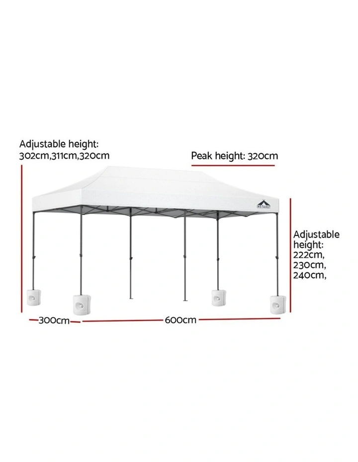 Instahut 3x6m Pop-Up Gazebo Folding Marquee Canopy with 4 Base Pods White image 2