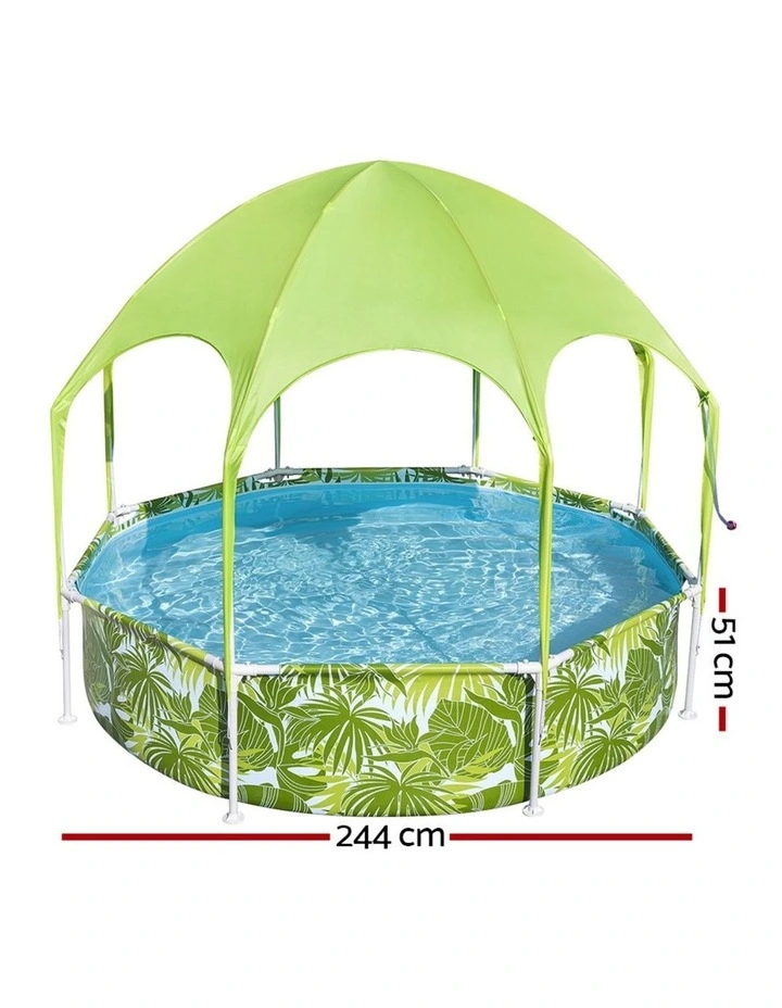 Bestway Kids Pool 244x51cm Steel Frame Swimming Play Pools Canopy 1688L image 2