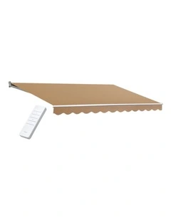 Instahut Retractable Folding Arm Awning Motorised Remoter Sunshade 2.5Mx2M Beige