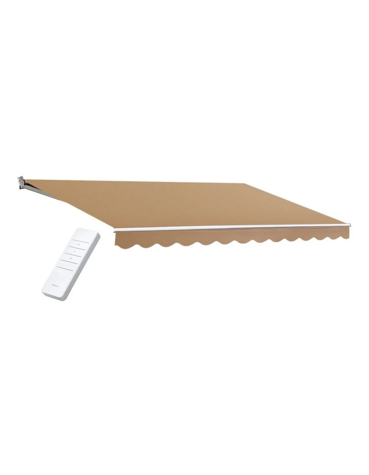 Instahut Retractable Folding Arm Awning Motorised Remoter Sunshade 2.5Mx2M Beige image 1