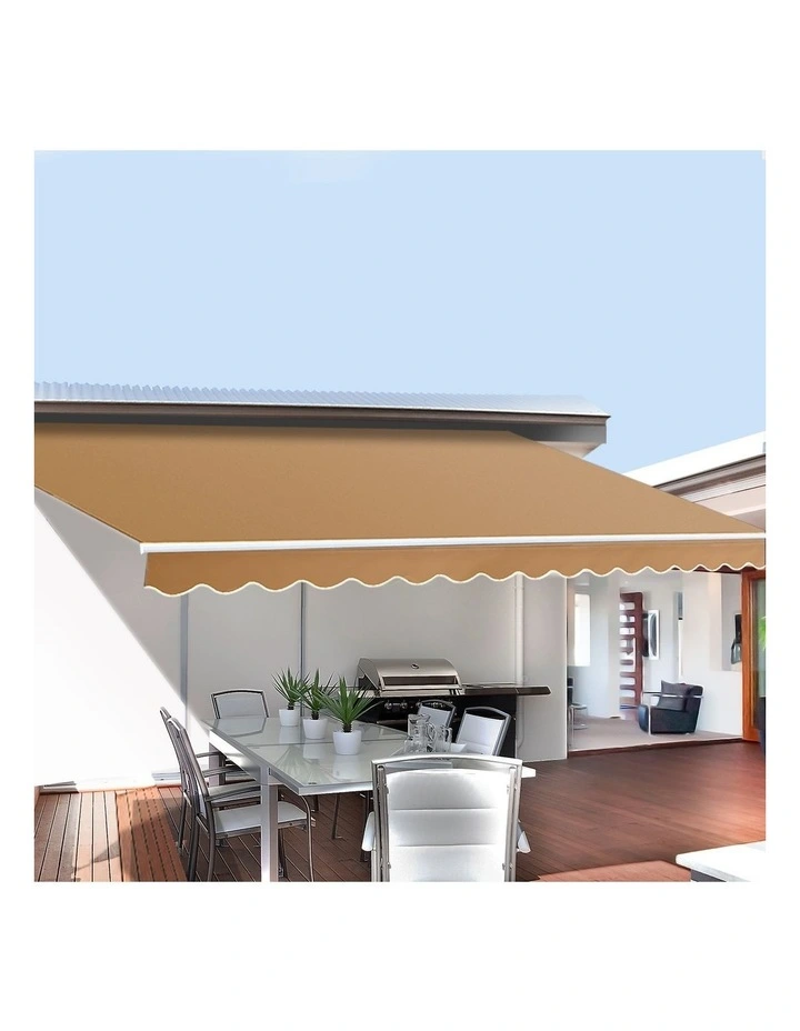 Instahut Retractable Folding Arm Awning Motorised Remoter Sunshade 2.5Mx2M Beige image 3