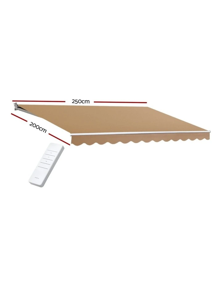 Instahut Retractable Folding Arm Awning Motorised Remoter Sunshade 2.5Mx2M Beige image 4