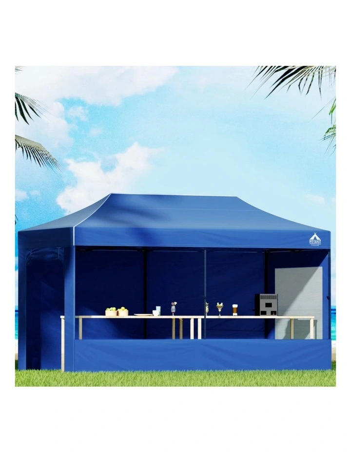 Instahut Gazebo 3x6 Pop Up Marquee Folding Tent Wedding Gazebos Camping Outdoor Shade Canopy Blue image 3