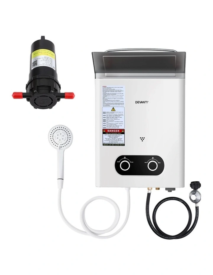 Devanti Portable Gas Water Heater LPG-powered System White With Pump image 2