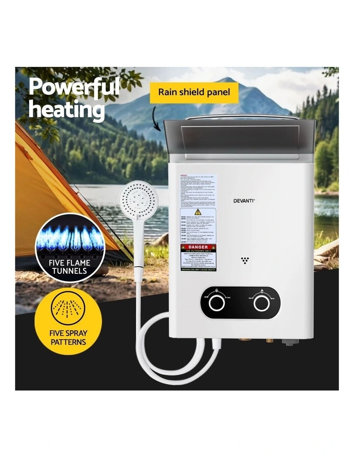 Devanti Portable Gas Water Heater LPG-powered System White With Pump image 5