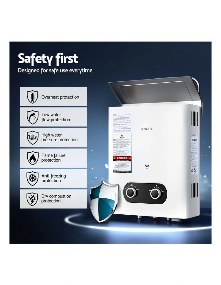 Devanti Portable Gas Water Heater LPG-powered System White With Pump image 6