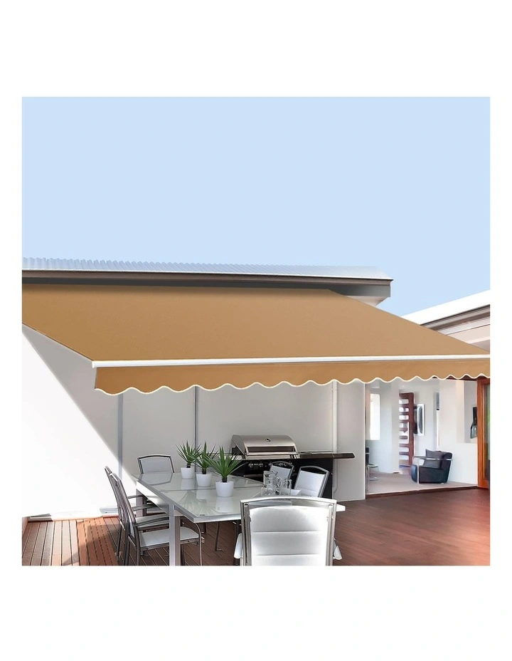 Instahut Retractable Folding Arm Awning Manual Sunshade 2.5Mx2M Beige image 3