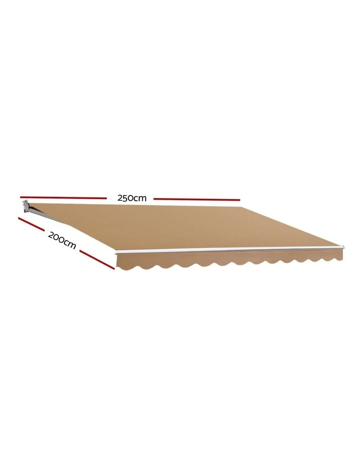 Instahut Retractable Folding Arm Awning Manual Sunshade 2.5Mx2M Beige image 4