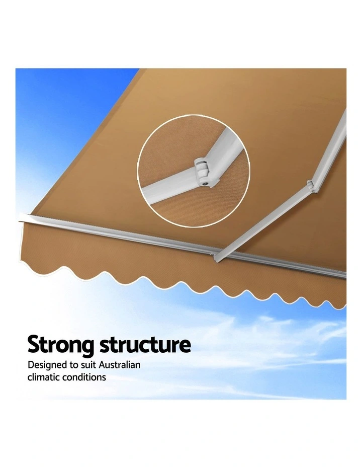 Instahut Retractable Folding Arm Awning Manual Sunshade 2.5Mx2M Beige image 5