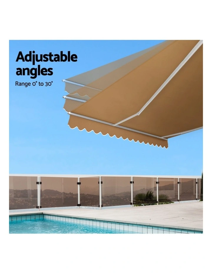 Instahut Retractable Folding Arm Awning Manual Sunshade 2.5Mx2M Beige image 6