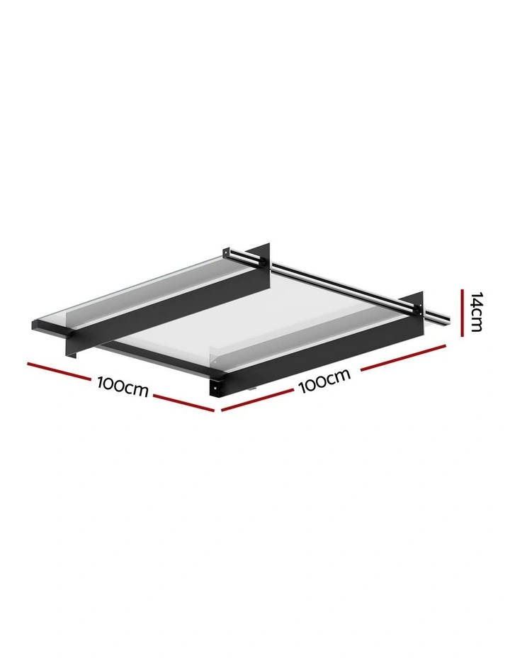 Instahut Window Door Awning Canopy 1mx1m Flat Transparent Sheet Metal Frame image 4