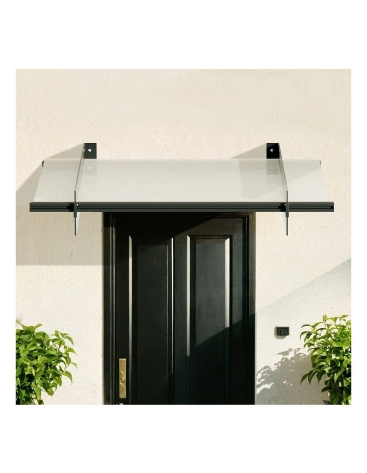 Instahut Window Door Awning Canopy 1mx1m Flat Transparent Sheet Metal Frame image 6