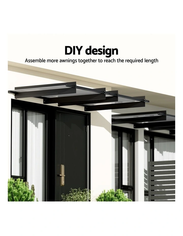 Instahut Window Door Awning Canopy 1mx1m Flat Transparent Sheet Metal Frame image 7