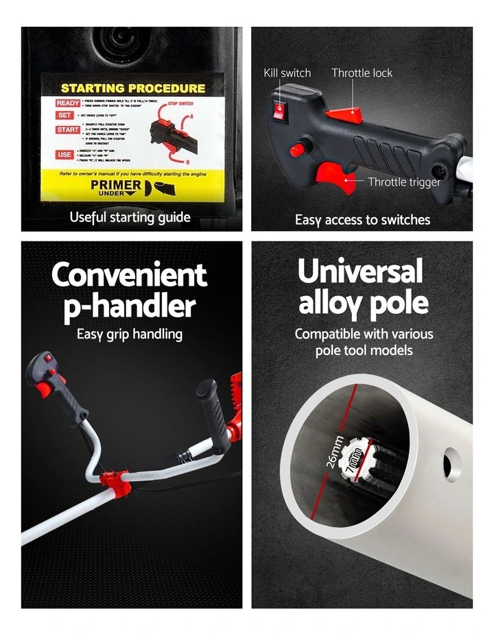 Giantz 2 Stroke Pole Chainsaw Petrol Hedge Trimmer Tree Pruner 7 In 1 image 7