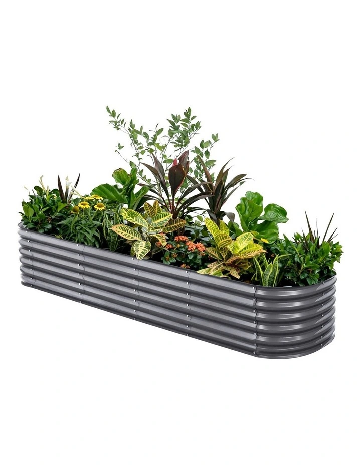Green Fingers Garden Bed 320X80X56cm Oval Planter Box Raised Container Galvanised image 1
