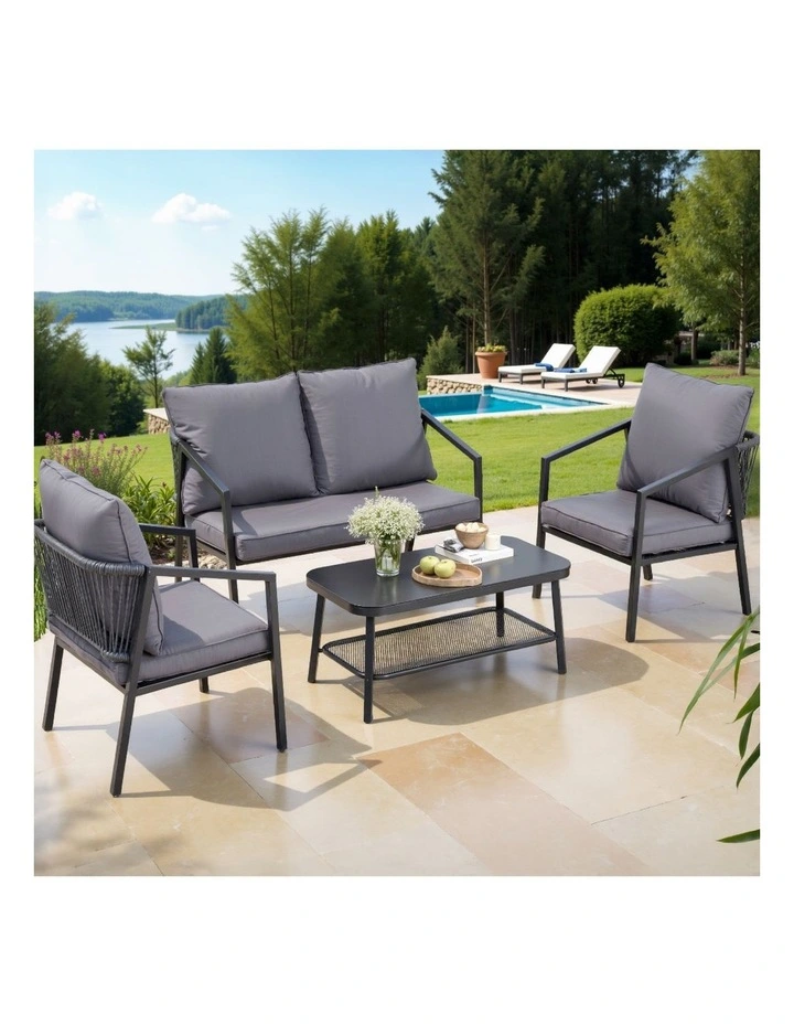 Gardeon 4 Seater Outdoor Sofa Set 4PCS Table Chair Setting Patio Furniture image 3