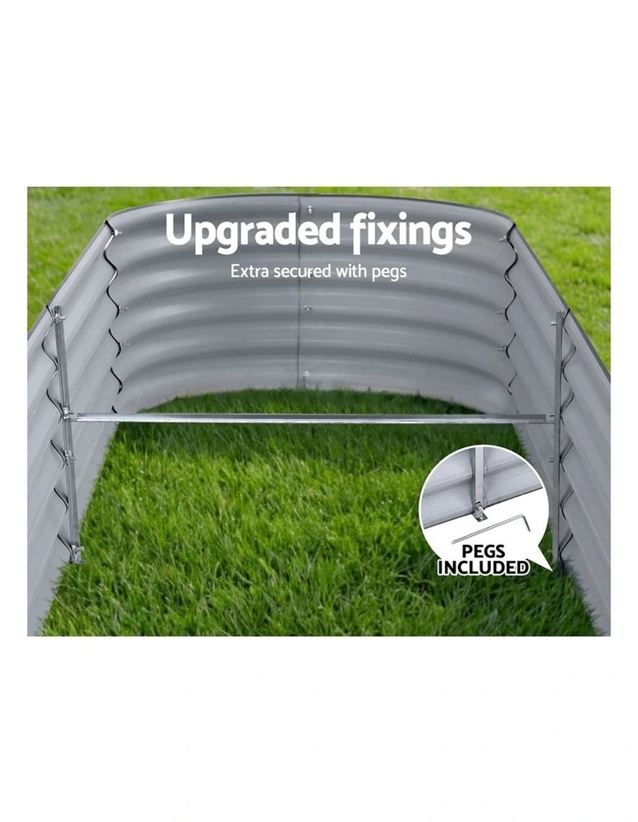 2x Raised Green Fingers Garden Bed 240X80X42cm Oval Planter Box Container Galvanised image 6