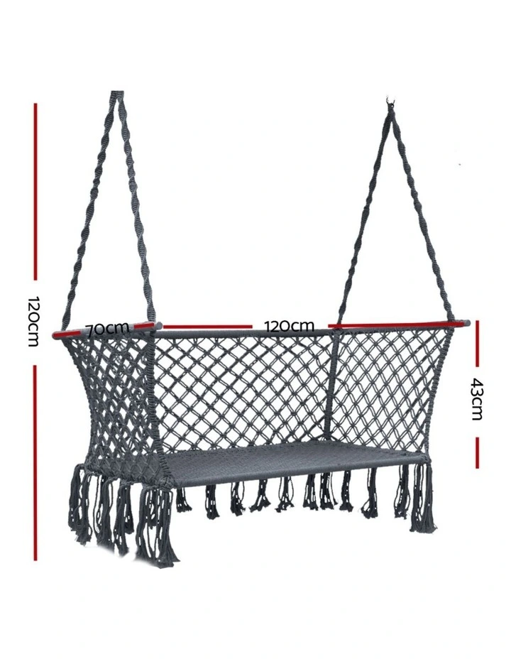 Gardeon Hammock Chair Outdoor Portable Camping Hammocks 2 Person Grey image 2