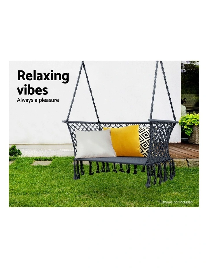 Gardeon Hammock Chair Outdoor Portable Camping Hammocks 2 Person Grey image 4