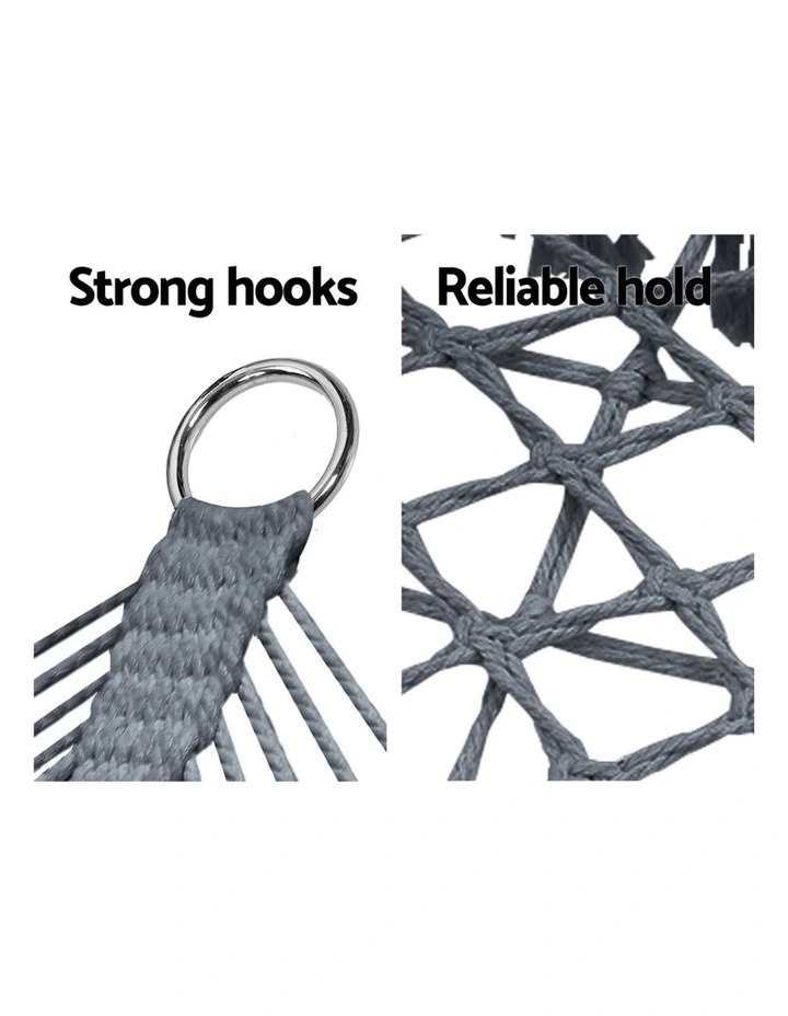 Gardeon Hammock Chair Outdoor Portable Camping Hammocks 2 Person Grey image 7