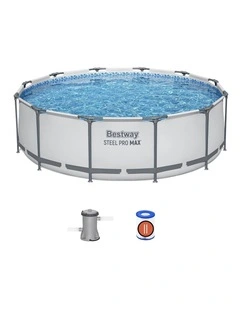 Bestway Swimming Pool 366x100cm Steel Frame Round Above Ground Pools w/ Filter Pump 9150L
