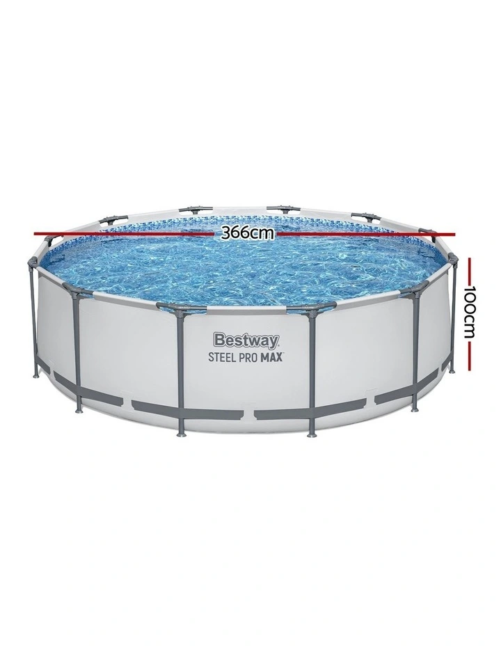 Bestway Swimming Pool 366x100cm Steel Frame Round Above Ground Pools w/ Filter Pump 9150L image 4