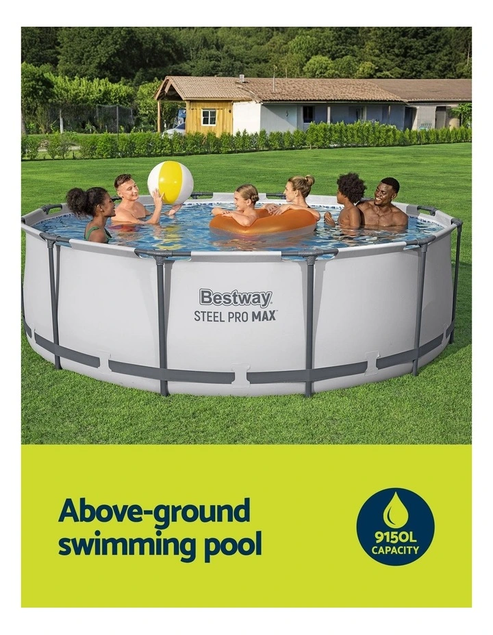 Bestway Swimming Pool 366x100cm Steel Frame Round Above Ground Pools w/ Filter Pump 9150L image 5
