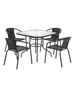 Gardeon Outdoor Dining Set 5 Piece Steel Stackable Chairs Table Patio Furniture