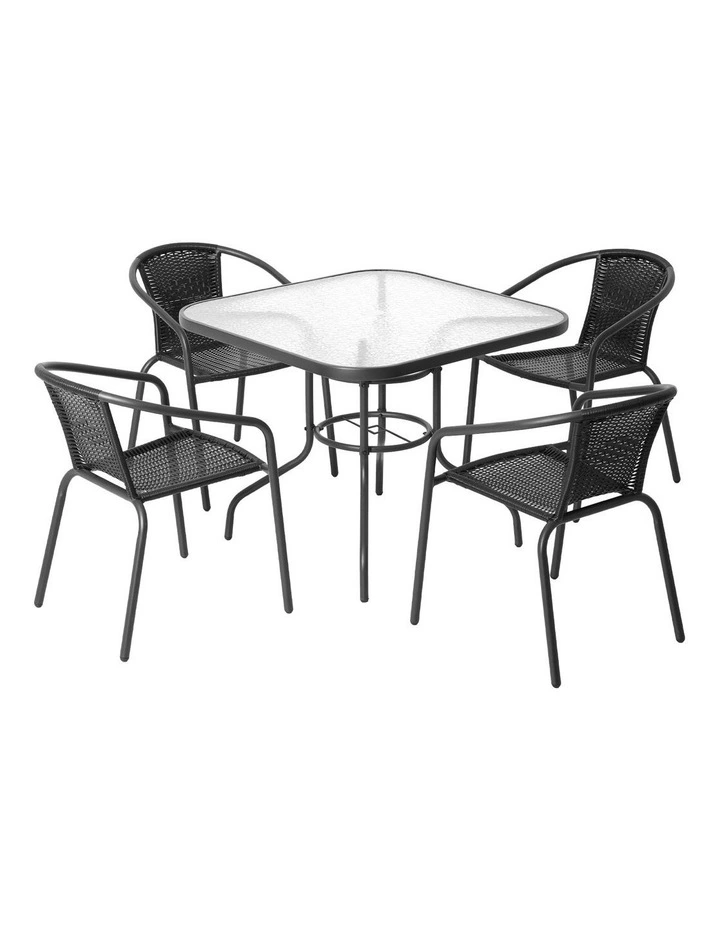 Gardeon Outdoor Dining Set 5 Piece Steel Stackable Chairs Table Patio Furniture image 2