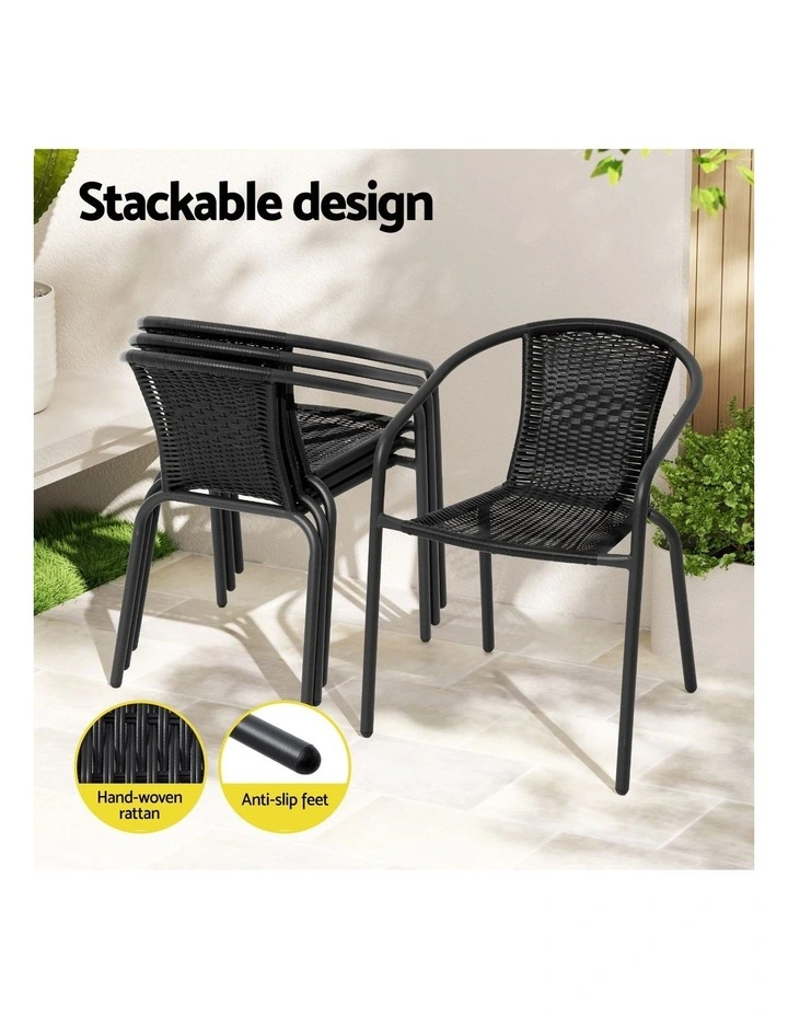 Gardeon Outdoor Dining Set 5 Piece Steel Stackable Chairs Table Patio Furniture image 6