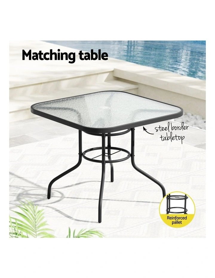 Gardeon Outdoor Dining Set 5 Piece Steel Stackable Chairs Table Patio Furniture image 7