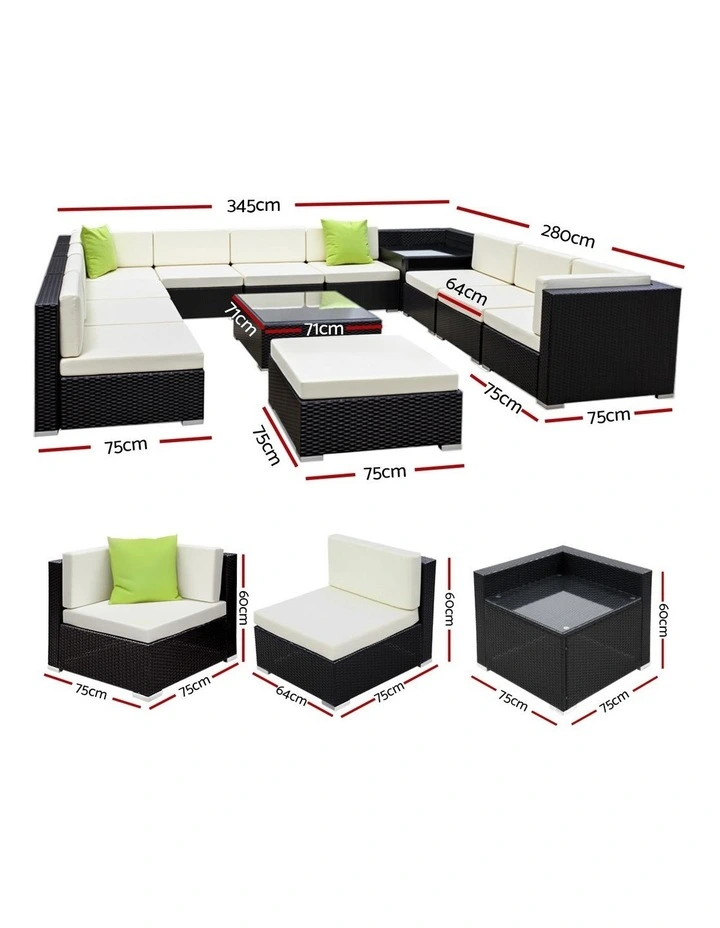 Gardeon 13-Piece Outdoor Sofa Set Wicker Couch Lounge Setting Cover image 4