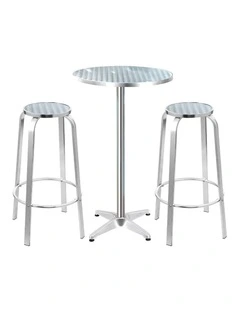 Gardeon 3-Piece Outdoor Bar Set Bistro Table Stools Adjustable Round Cafe