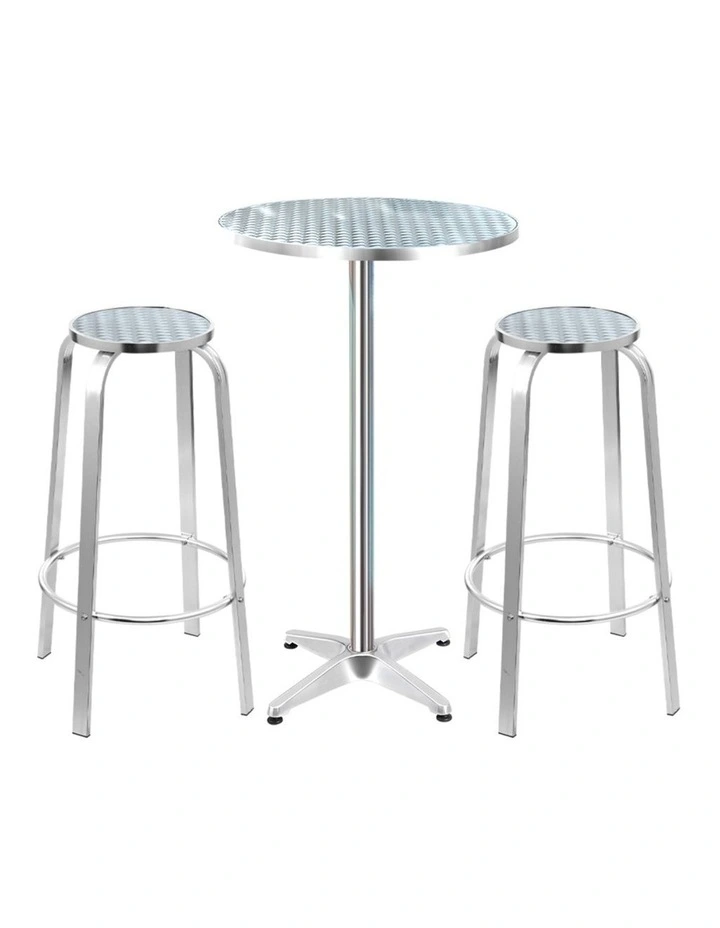 Gardeon 3-Piece Outdoor Bar Set Bistro Table Stools Adjustable Round Cafe image 1