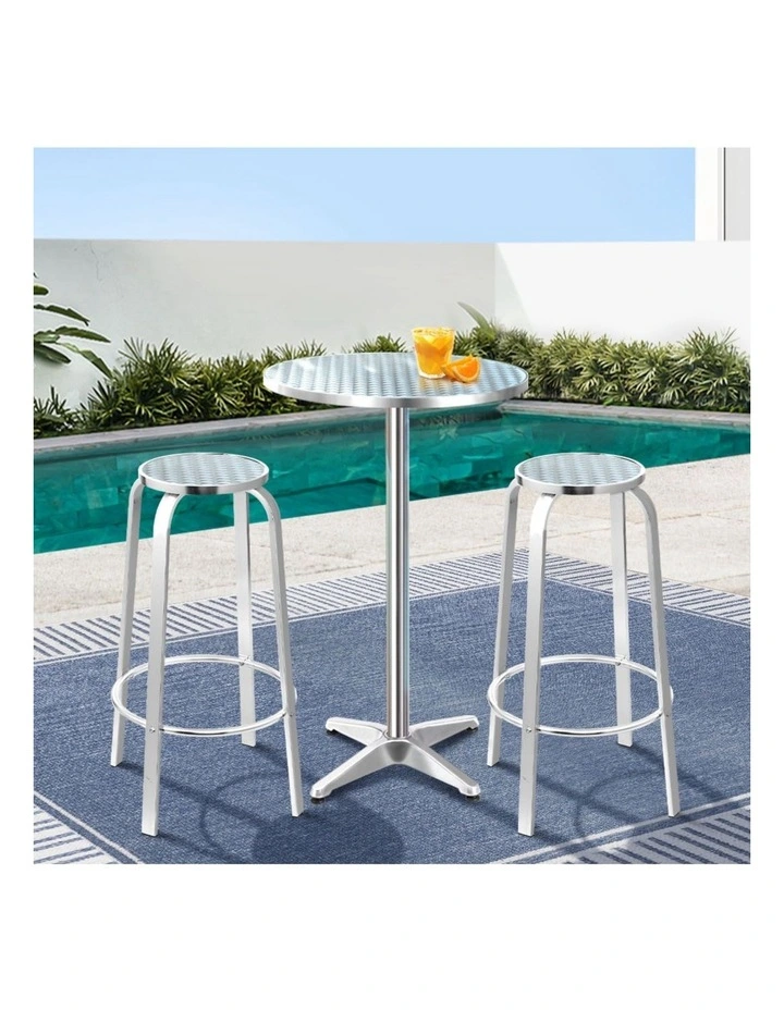 Gardeon 3-Piece Outdoor Bar Set Bistro Table Stools Adjustable Round Cafe image 3