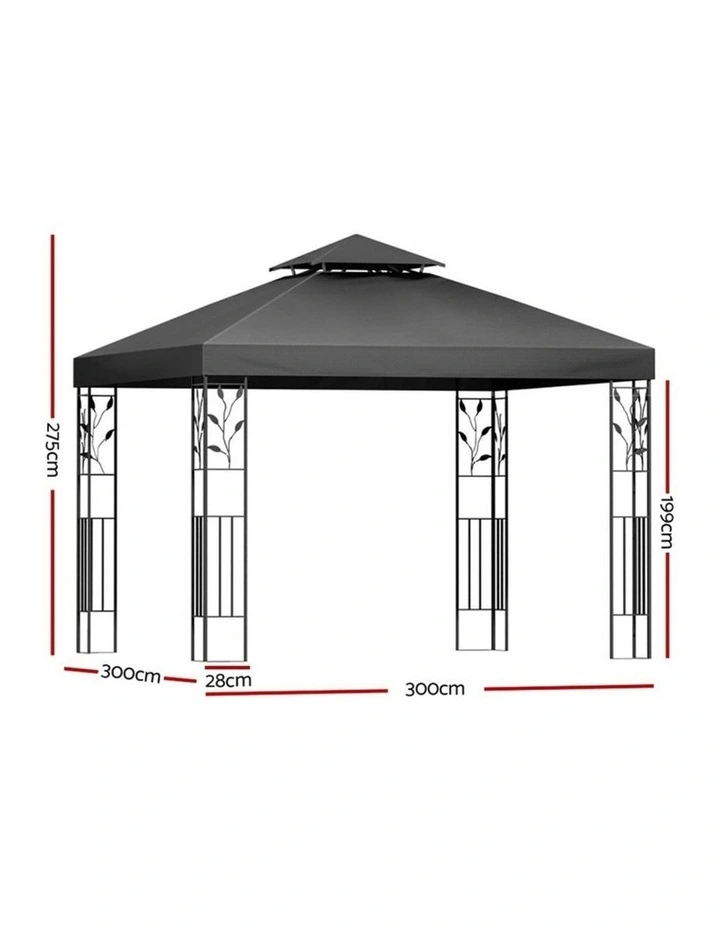 Instahut Gazebo 3x3m Marquee Outdoor Wedding Party Event Tent Home Iron Art Shade Grey image 2