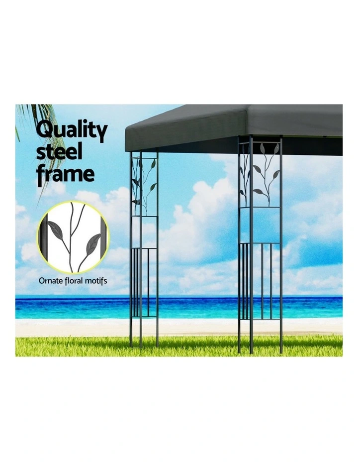 Instahut Gazebo 3x3m Marquee Outdoor Wedding Party Event Tent Home Iron Art Shade Grey image 6