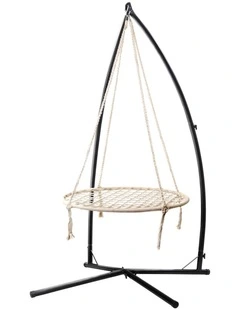 Gardeon Hammock Chair Nest Web Outdoor Swing with Steel Stand 100cm