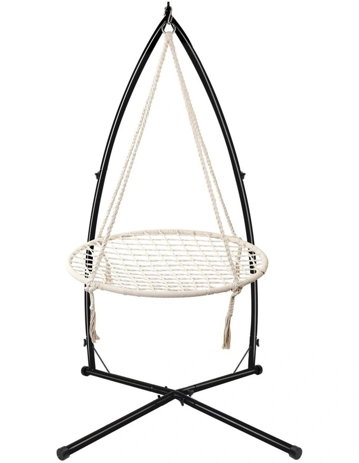 Gardeon Hammock Chair Nest Web Outdoor Swing with Steel Stand 100cm image 2