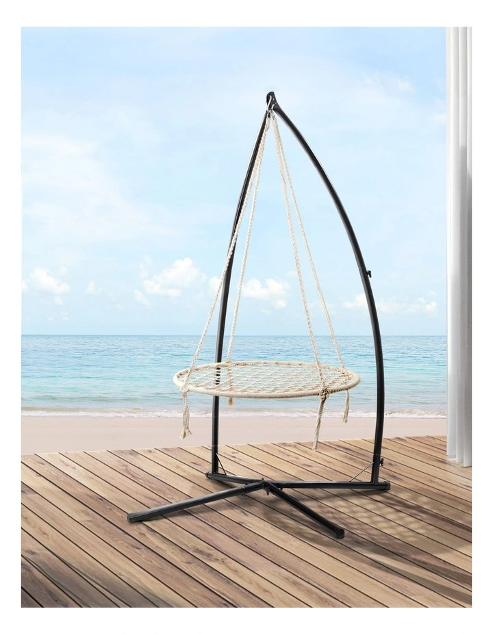Gardeon Hammock Chair Nest Web Outdoor Swing with Steel Stand 100cm image 3